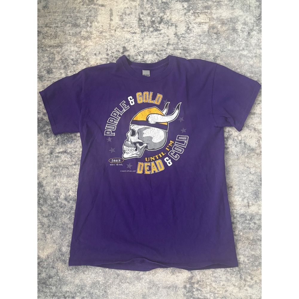 Vintage Minnesota Vikings Skull‎ Graphic T Shirt Mens Medium Ultra Cotton Y2K
